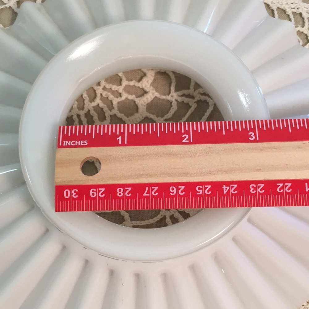 Antique Milk Glass Ruffled Oil Lamp Chimney Shade Topper - Picture 12 of 12